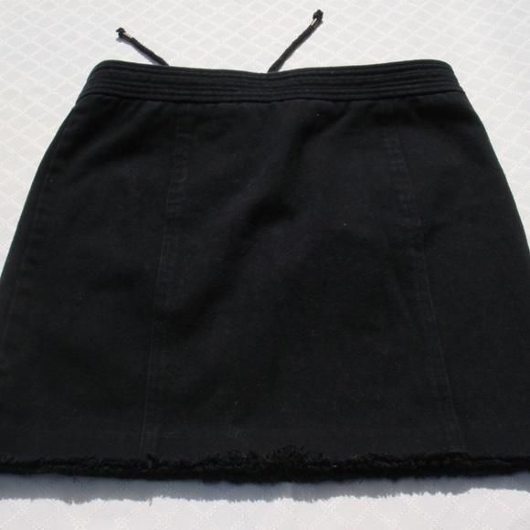 Polo Ralph Lauren Black Denim Boho Mini Skirt Fringe Hem Black Jeans Skirt 4 - Picture 5 of 13